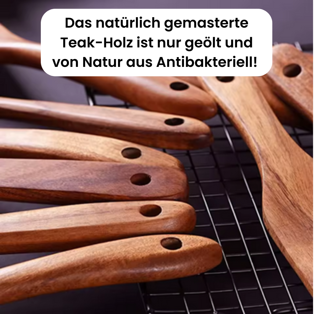 7-Teiliges Teak-Kochset
