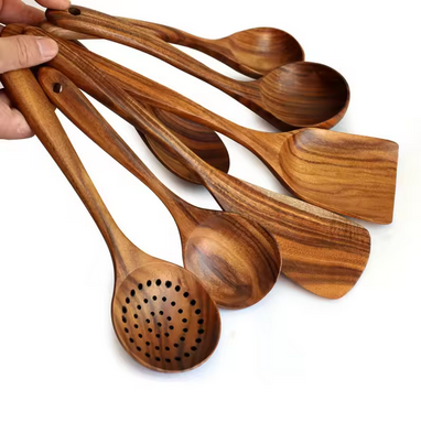 7-Teiliges Teak-Kochset